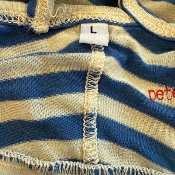 Pete & Greta for T Johnny Was Blue White Striped Batwing Top Small Modal Boxy - Picture 7 of 7